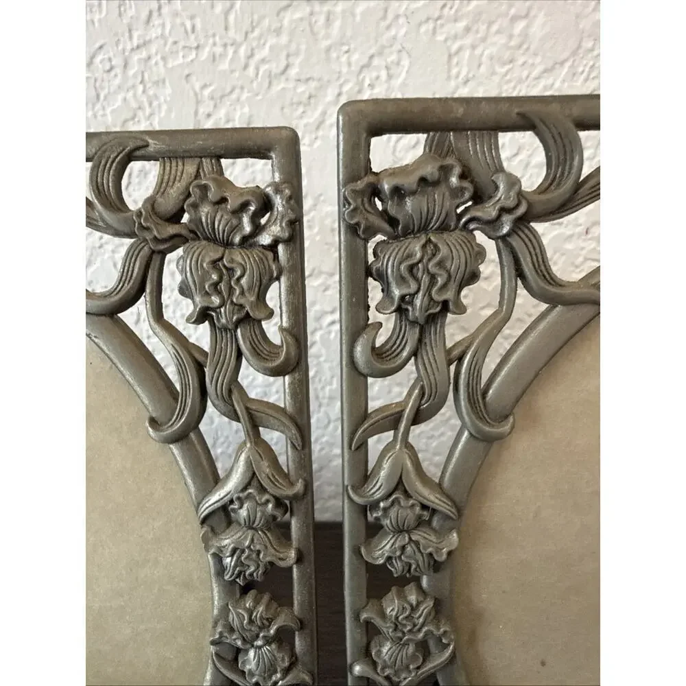 Vintage 2 5x7 Standing Picture Frame Silver Tone Metal Scroll